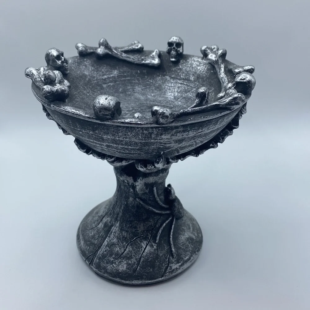 Halloween decorative skulls bones and spider chalice